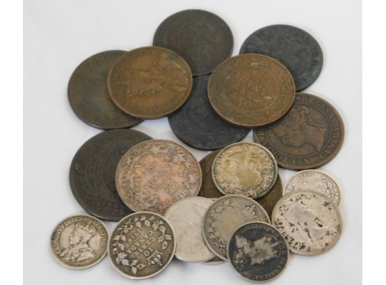 Mixed Lot Canadian Coins Large Cents And Some Silver