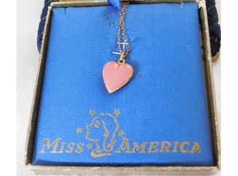 Miss American 14kt Gold Locket With Chain As Found