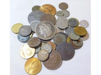 Mixed Lot Coins Tokens Medals Morgan Silver Dollar