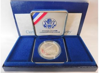 1987 US Mint Constitution Proof Silver Dollar Comm. $1 Coin Box And COA