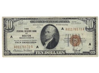 1929 $10 Brown Seal National Currency Boston Type 2