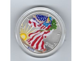 2000 American Silver Eagle In Full Color W/COA