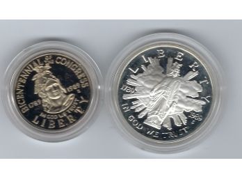1989-S Proof United States Congressional Two Coin Set - Silver Dollar And Clad Half Dollar