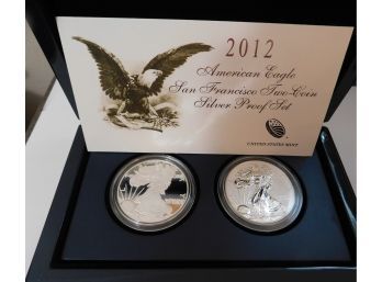2012-S Silver American Eagle San Francisco Mint 75th Anniversary 2-Coin Sets (Box  CoA)