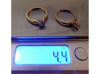 2 Rings Marke 14 Kt As Found 4.4 Grams Stone Untested Gold