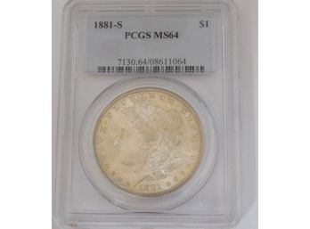 1881 S Morgan Silver Dollar PCGS MS 64