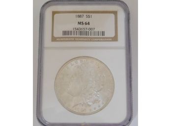 1887 Morgan Silver Dollar NGC MS 64