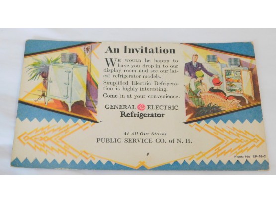 Public Service Company Of NH. Advertising Ink Blotter General Electric (GE) Refrigerator