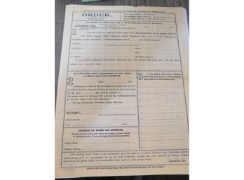 Larkin Soap Company Order Form As Found Early 1900's