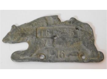 1916 California License Plate Bear Tag Type 2 #161755