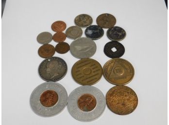 Mixed Lot Forgien Coins, Tokens, AA And Others