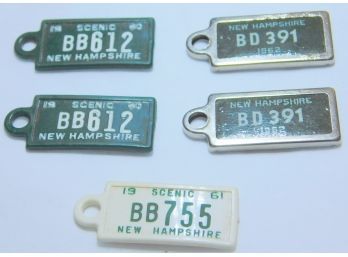 (5) NH New Hampshire Mini License Plates From The 1960's