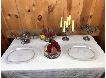 Metal Candle Holders, Thick Glassware Bowls, Faux Fruit, Plastic Trays
