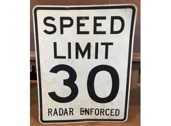Large Old Vintage Speed Limit 30 Sign - 24 X 30 In