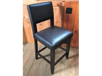 Vintage Leather And Wood Chair Stool - 19 X 18.5 X 39 In.