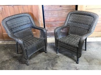 Woven Patio Armchairs - Set Of Two - Each One Is 28 X 25 X 37 In