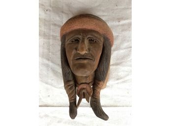 Vintage Wooden Hand-carved Native American Head