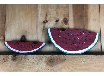 Vintage Wooden Hand Carved Watermelon Slice Decorations