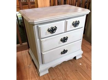Vintage Painted Wooden Bedside / End Table With Drawers - 26 X 16 X 25.5 In