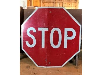 Large Old Metal Vintage Stop Sign - 3 Ft X 3 Ft