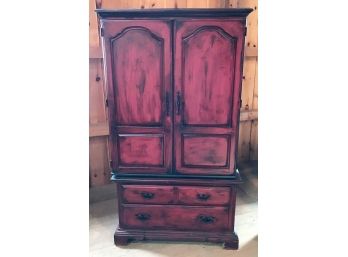 American Drew Wooden Backless Console Cabinet / Cupboard With Outlets - 35 X 18 X 68 In