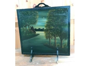Antique Painting On Wooden Slab - 35 X 8 X 39.5 In. - Free-Standing