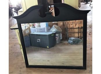 Large Black Vintage Wooden Mirror - 49 X 3 X 48 In