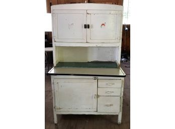 Antique Kitchen Two Piece Cupboard / Sideboard On Wheels - 40 X 26 X 68 In