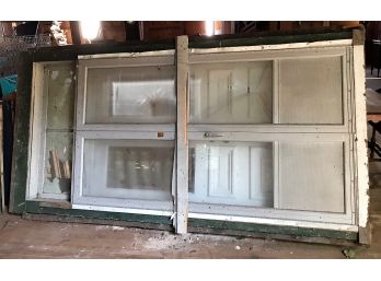Antique Painted Wooden Double Doors And Frame - 112 X 9.25 X 60 In