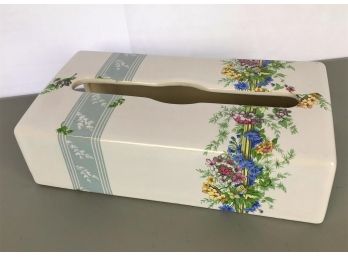 Ceramic Floral Tissue Box - 11 X 6 X 3 In.