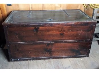 Large Vintage Wooden Hand-crafted Storage Chest - 48 X 24.5 X 26 In.