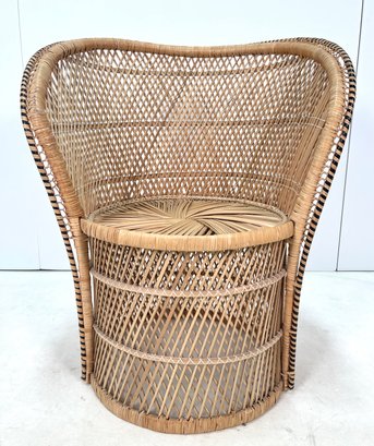 Boho Fabulous Vintage Wicker Barrel Bucket Chair #1