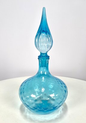 Vintage MCM Blue Glass Decanter