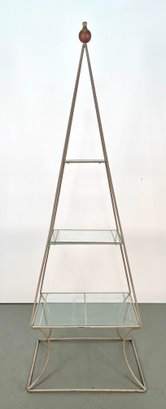 MCM Metal & Glass Obelisk Shape Shelf Unit