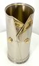 Vintage Italian Umbrella Stand Holder Hammered Brass & Chrome - Style Of A Jacket