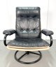 Vintage 1970s ChairWorks Black Leather Reclining Lounge Chair