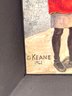 Vintage KEANE Big Eyed Girl Framed Postcard