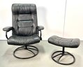 Vintage 1980s Reclining Lounge Chair / Ottoman