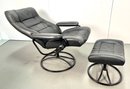 Vintage 1980s Reclining Lounge Chair / Ottoman