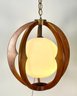 MCM Wood With Glass Orb Hanging Swag Lamp #1