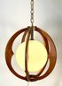 MCM Wood With Glass Orb Hanging Swag Lamp #1