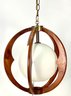 MCM Wood With Glass Orb Swag Hanging Lamp #2
