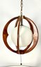 MCM Wood With Glass Orb Swag Hanging Lamp #2