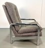 Vintage 1970s Reclining Chrome Arm Lounge Chair