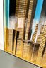 Vintage 70s Or 80s 3D Cityscape Mirror Artwork By Jon Gilmore Night & Day Scene Wall Art