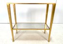 Vintage 2 Shelf Gold Gilt Metal Mirrored Glass Top Occasional Table
