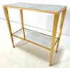 Vintage 2 Shelf Gold Gilt Metal Mirrored Glass Top Occasional Table