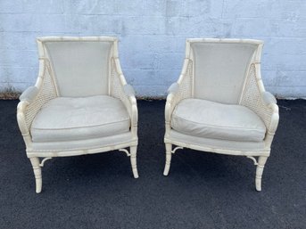 Vintage Pair Faux Bamboo Armchairs