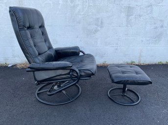 Vintage 1980s Chairworks Lounge Chair With Ottoman