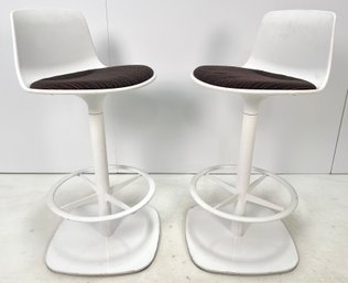 Pair Contemporary COALESSE Counter Stools By Steelcase (Brayton Int'l) - Seat Height 26 1/2 Inches